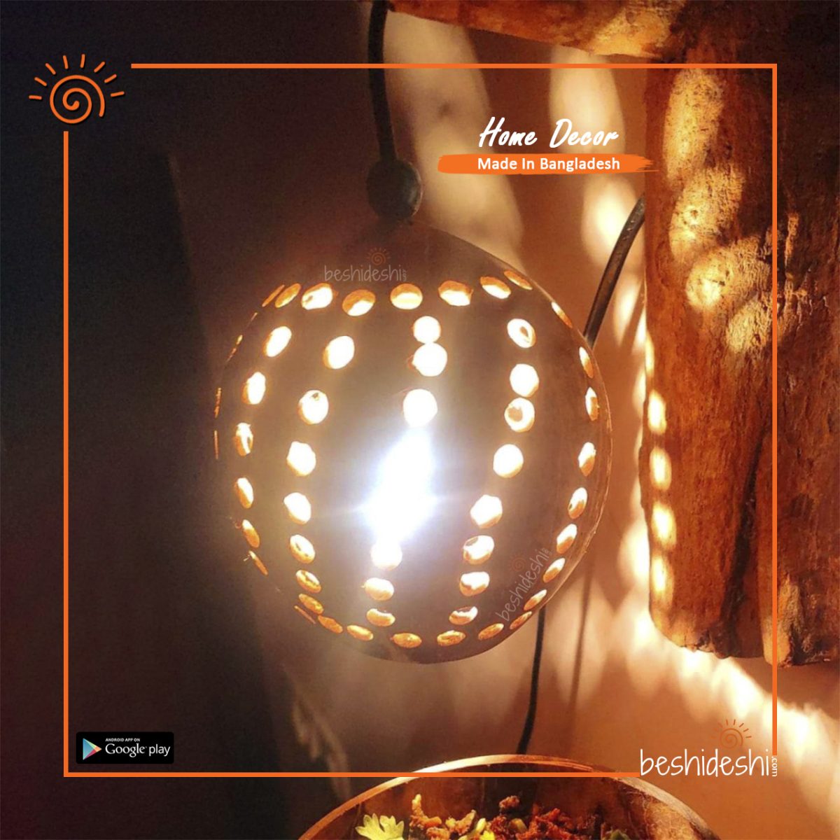 Coconut Shell Guri Lamp
