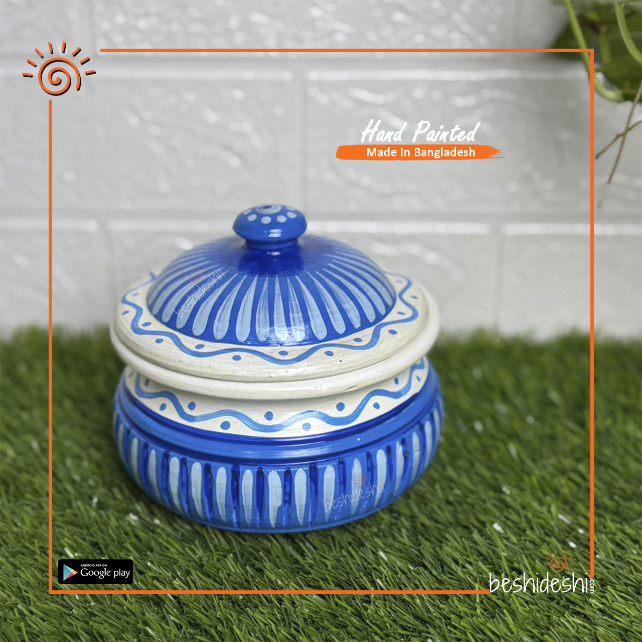 11 Hand Painted Round Clay Pot