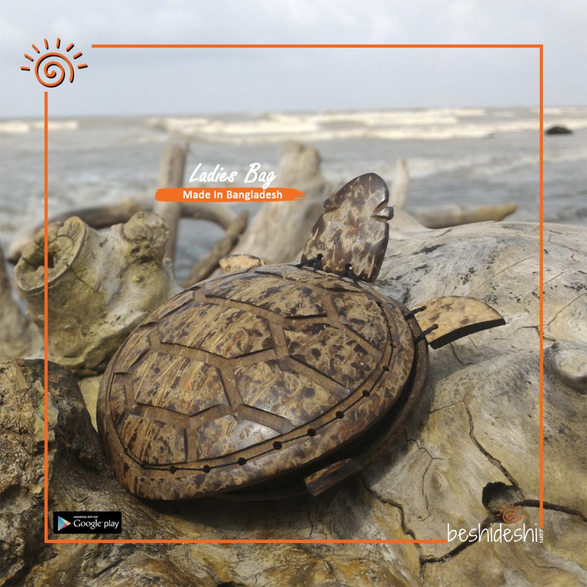 Handmade Coconut Shell Turtle Purse