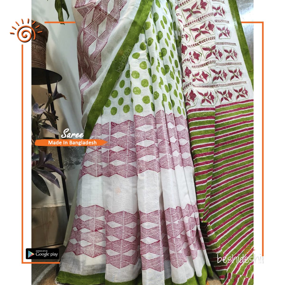 Parvati Handloom Block Print Saree