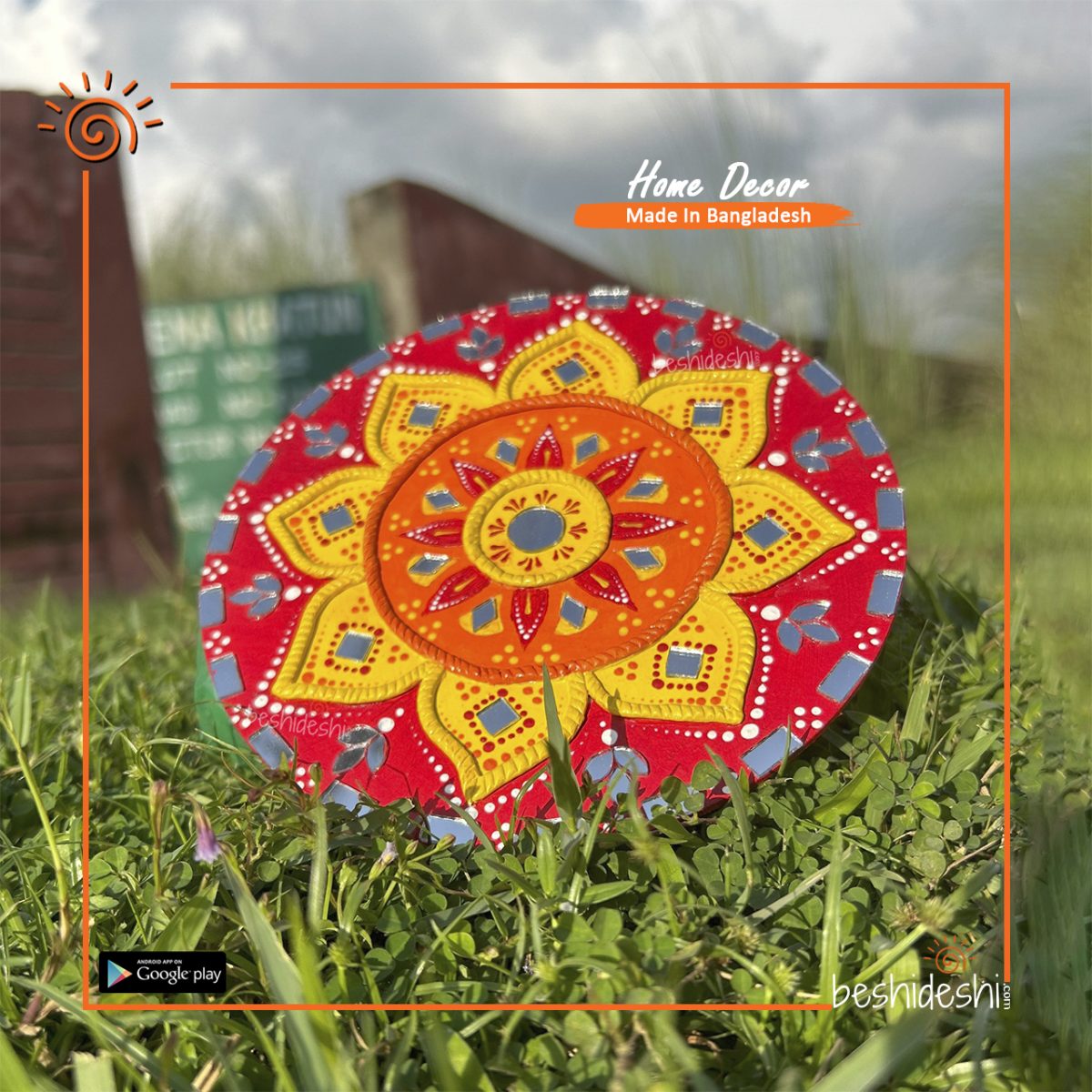 "Uzzol Prohor" Mirror Work Wall Hanging