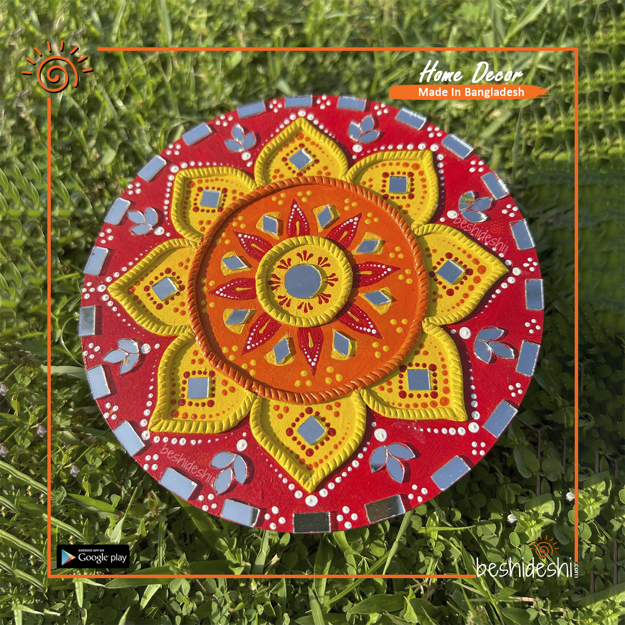 16 "Uzzol Prohor" Mirror Work Wall Hanging