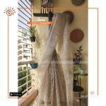 Shet Chandan Organza Block Print Saree