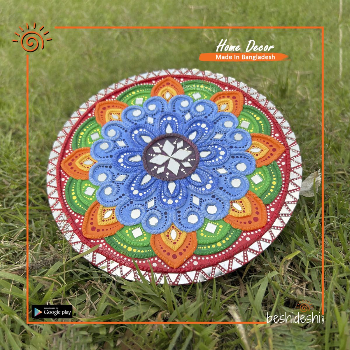 "Pushporekha" Mirror Work Wall Hanging