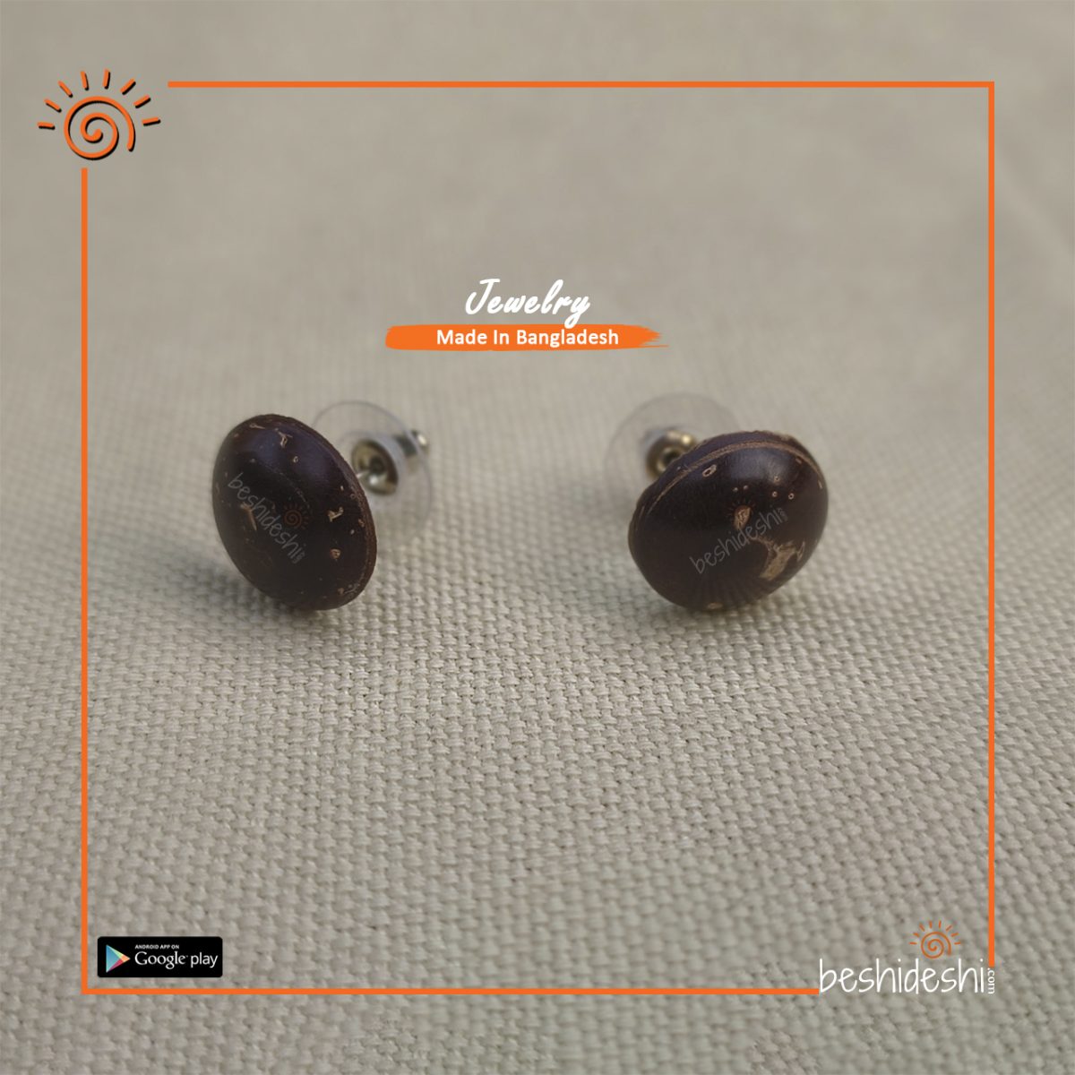 Handmade Coconut Shell Round Tob Earring