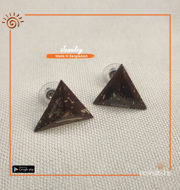 Handmade Coconut Shell Triangle Tob Earring