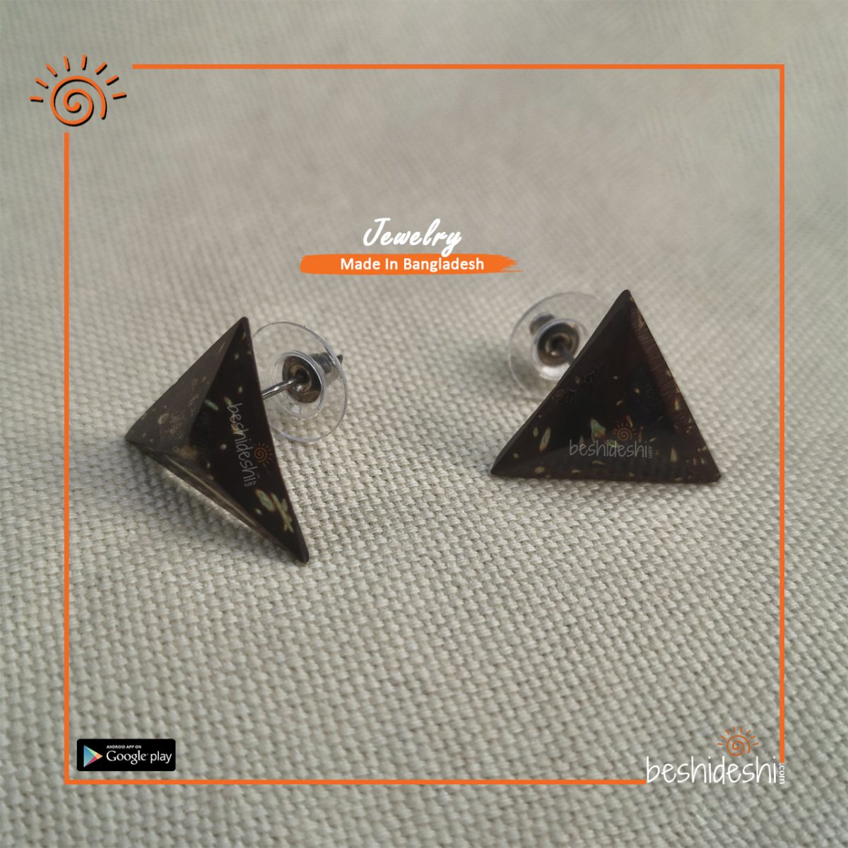 Handmade Coconut Shell Triangle Tob Earring