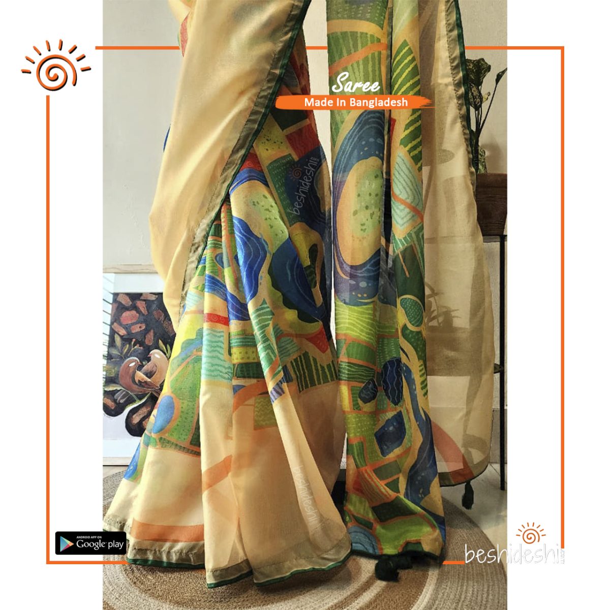Pakhir Chokhe Bangladesh Semi-Maslin Saree