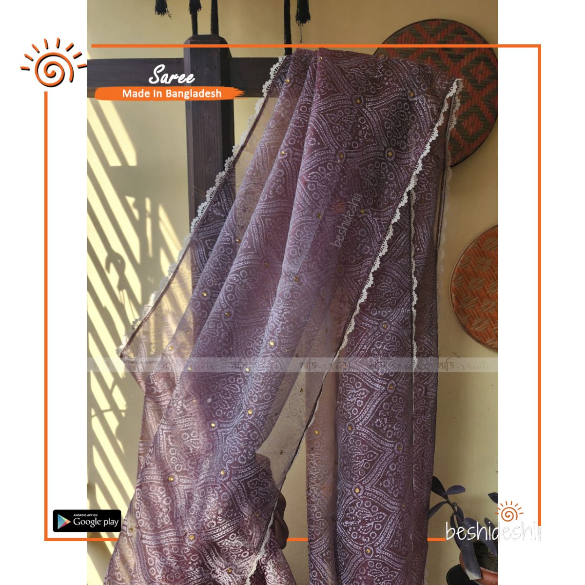 Alokporna Organza Block Print Saree