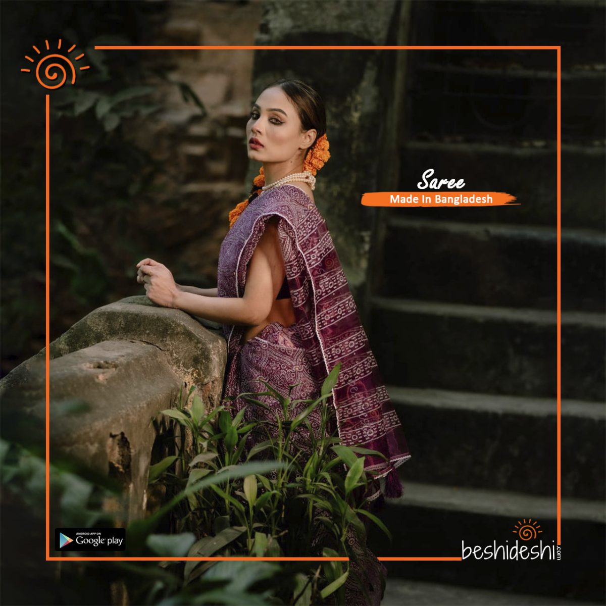 Alokporna Organza Block Print Saree