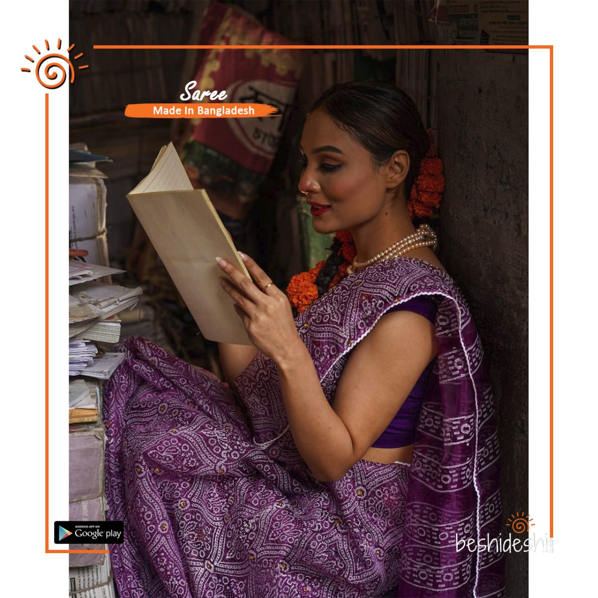 Alokporna Organza Block Print Saree