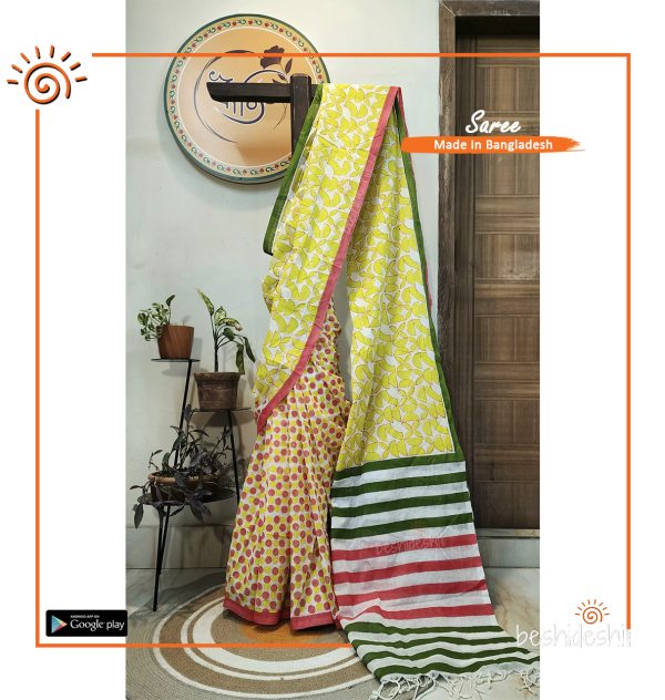 Lavonna Cotta Block Print Saree