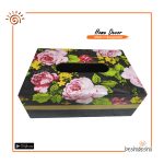 Hand Painted Black Floral Decoupage Tissue Box