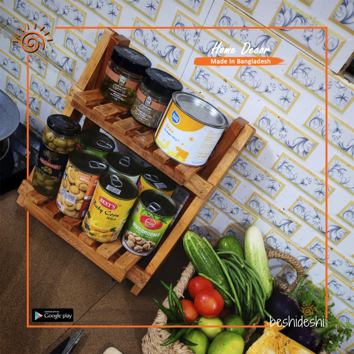 Double Layer Wooden Organizer