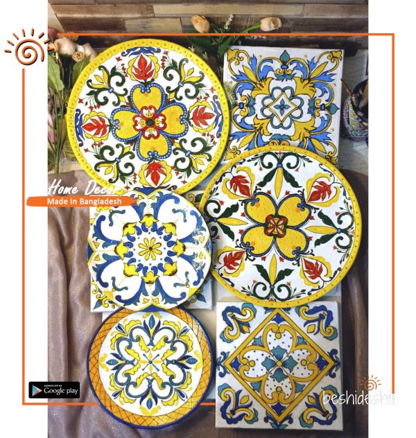 Hand Painted Ceramic Plate & Canvas Combo Set