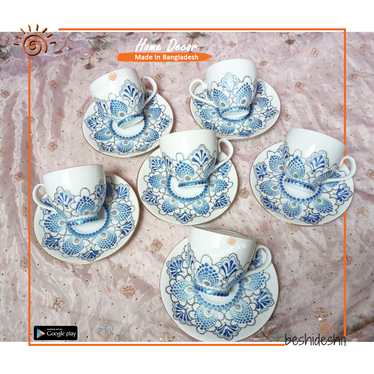 02 Dot Painted Ceramic Cup with Saucer Set