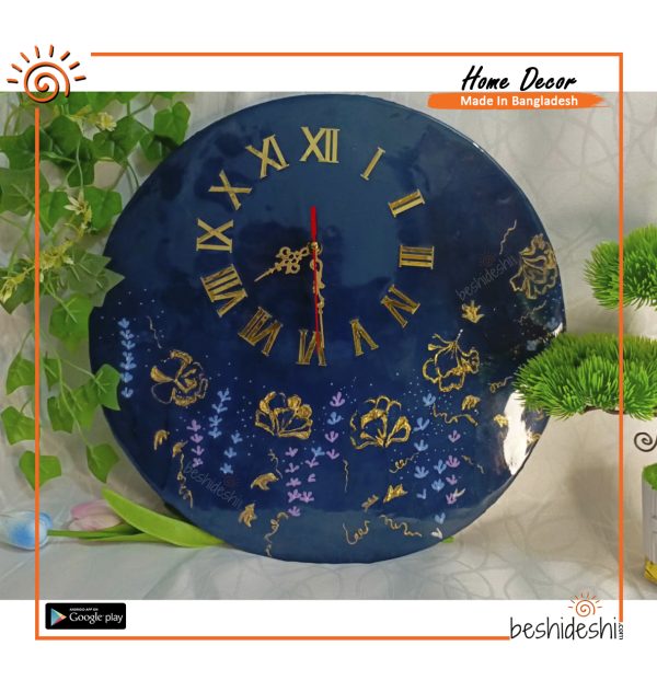 Night Flowers Hand Painted Resin Wall Clock