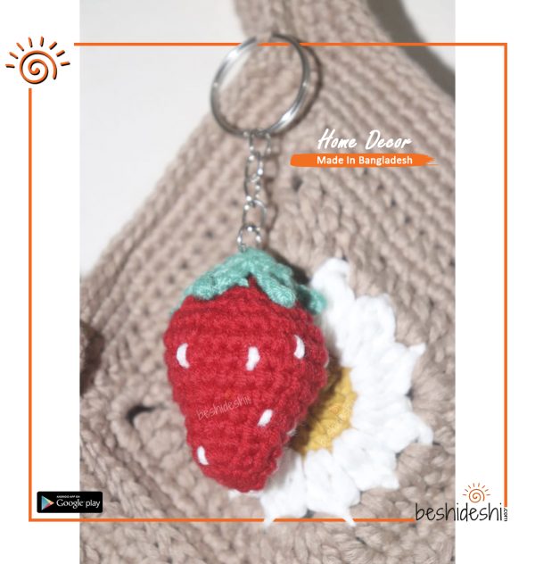 Crochet Strawberry Key Ring