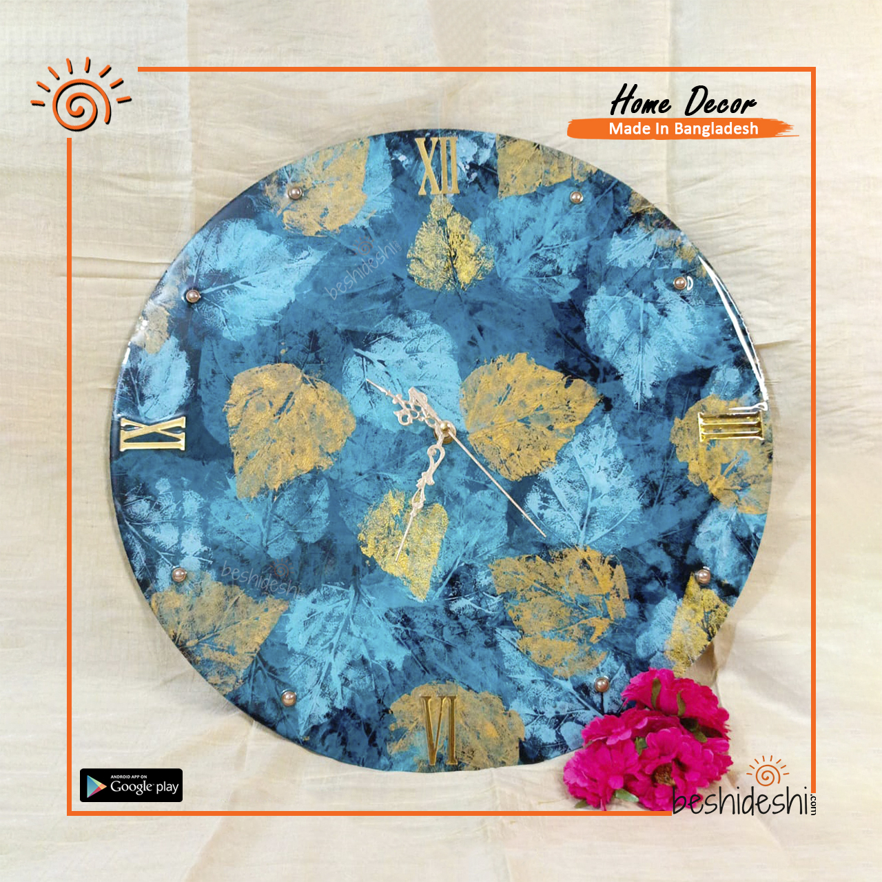 03 Fallen Leaves Hand Painted Resin Wall Clock