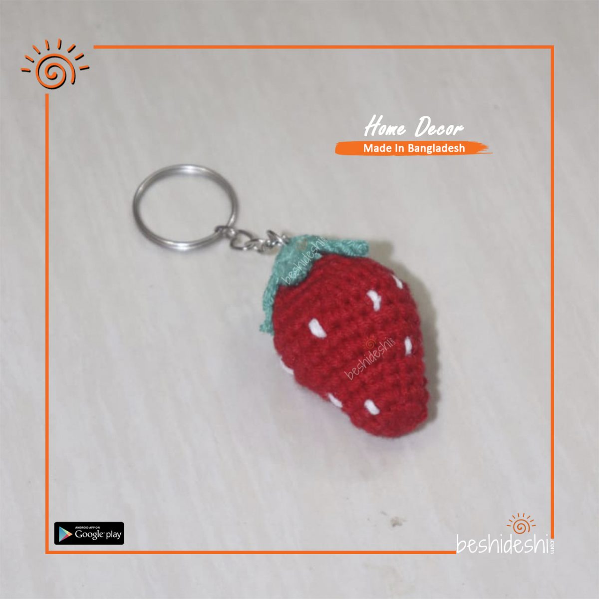 Crochet Strawberry Key Ring