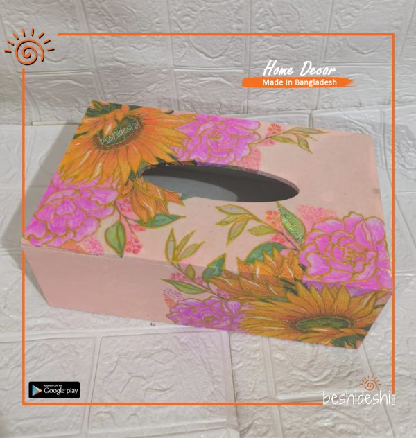 Hand Painted Pink Fairy Decoupage Tissue Box