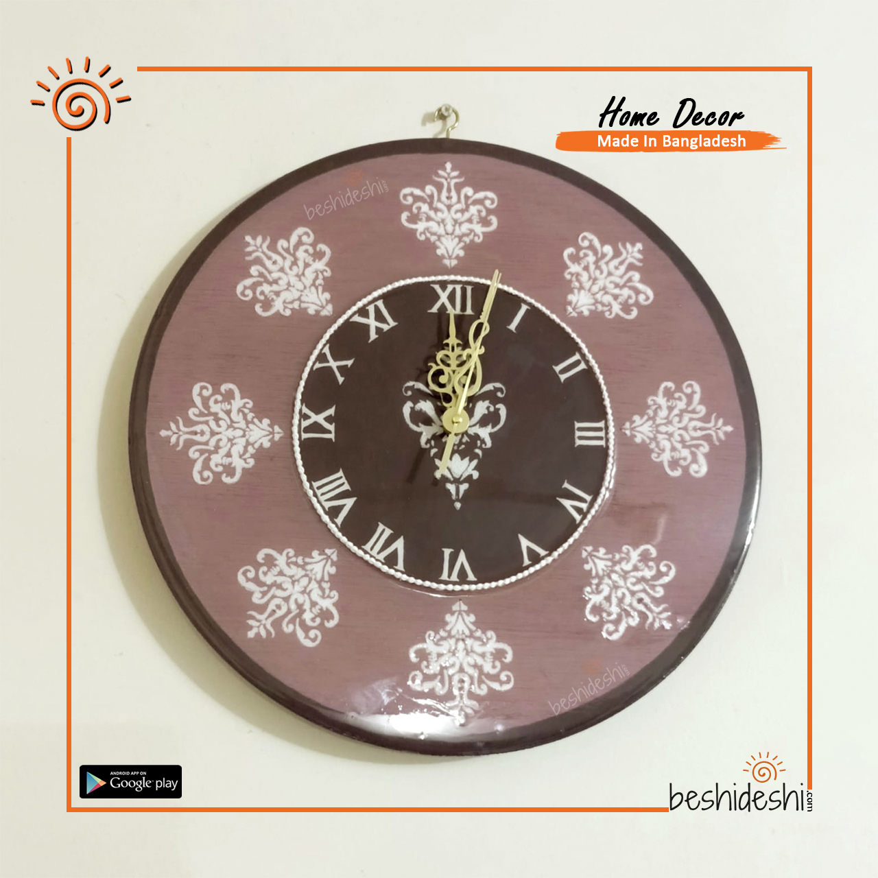 04 Vintage Themed Hand Painted Resin Wall Clock