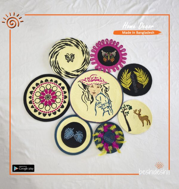 Hand Painted Macramé Boho Wall Décor Set