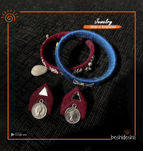 Hand Made Bangle with Earring Set