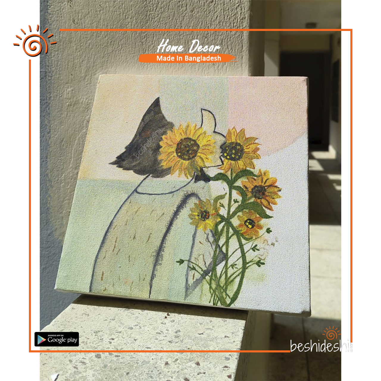 09 Sunflower Girl Hand Painted Canvas