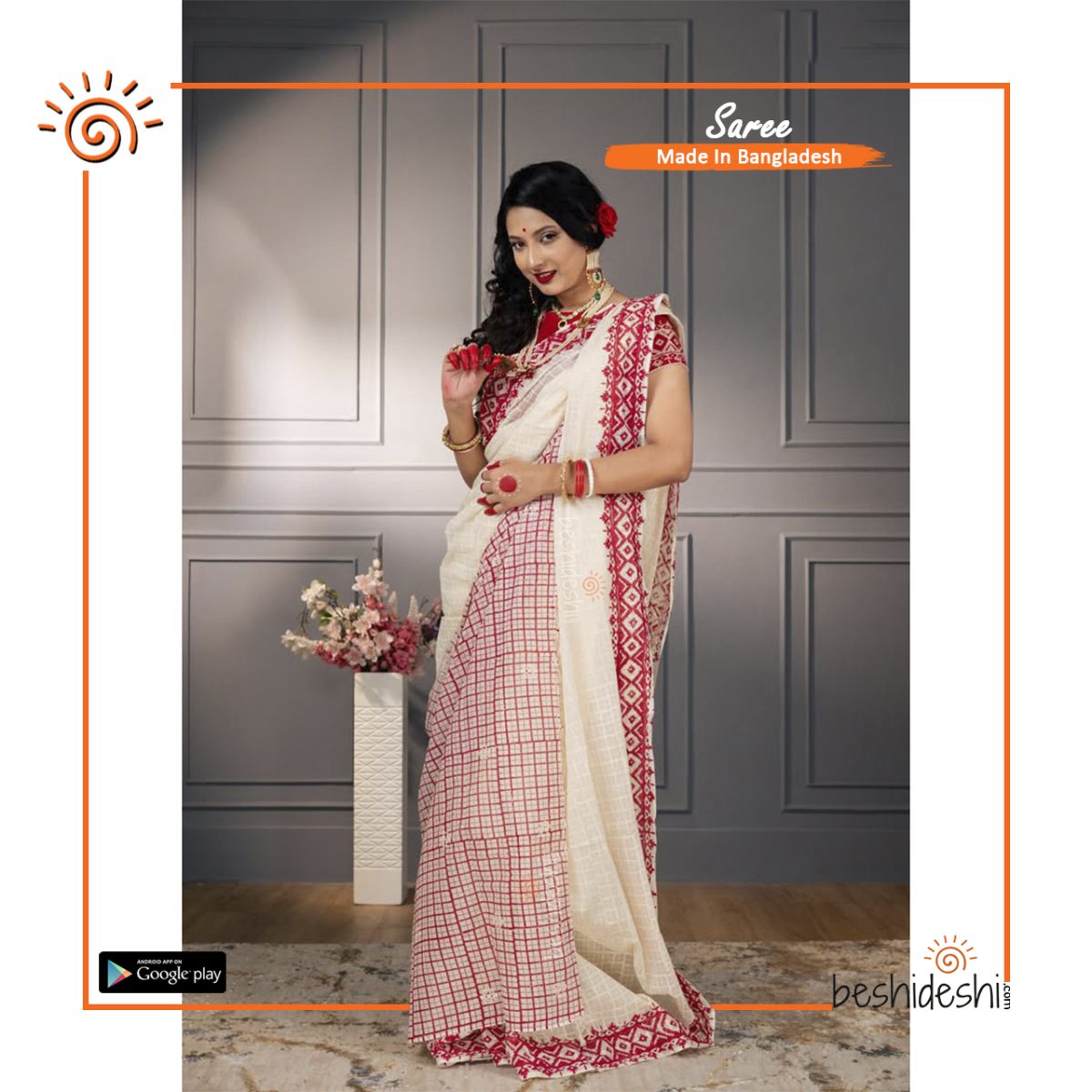 Shuvra Cotton Block Print Saree