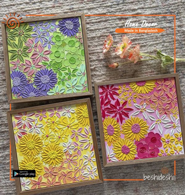 Flower Texture Art Canvas with Frame