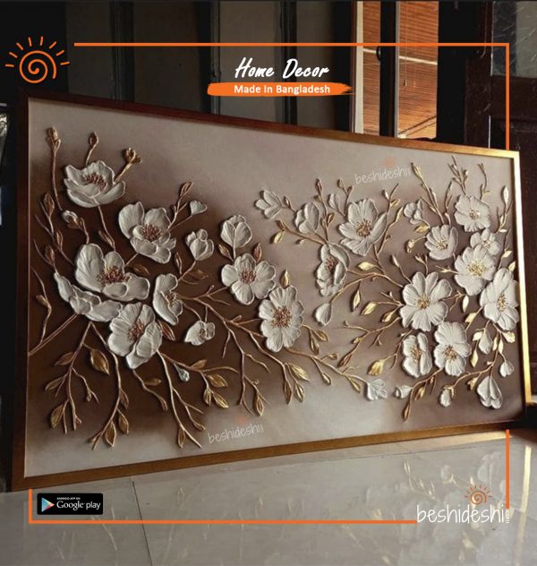 Flower Texture Art Canvas with Frame