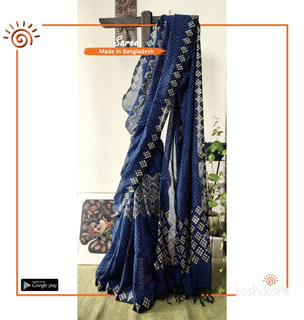 Nilkomol Handloom Block Print Saree