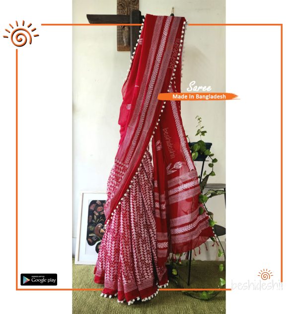 RedTulip Handloom Block Print Saree