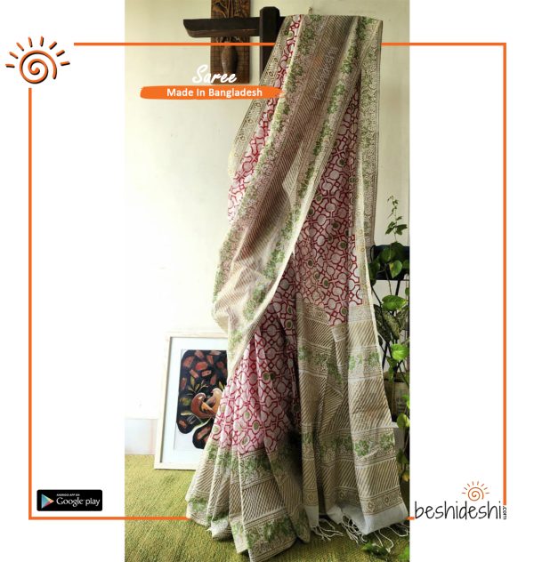 Suchitra Handloom Block Print Saree