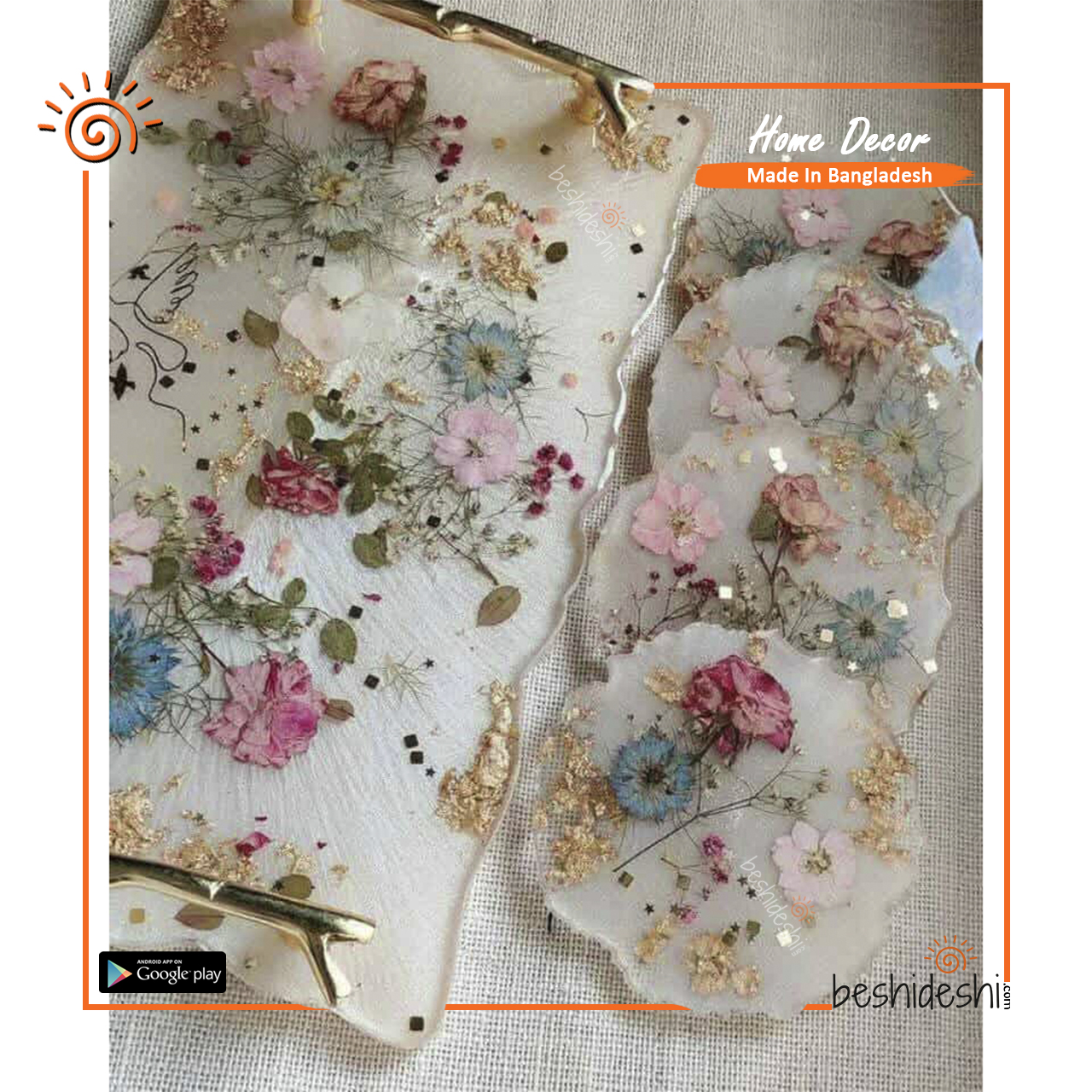 01 Handmade Resin Tray & Coaster Set