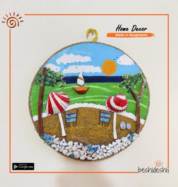 Hand Painted Wood Slab Wall Hanging