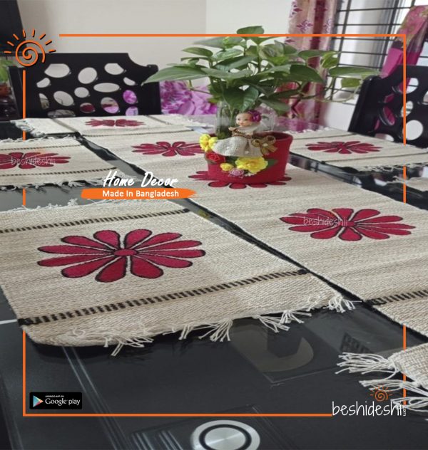 Handprint Jute Table Runner (6Pcs Set)