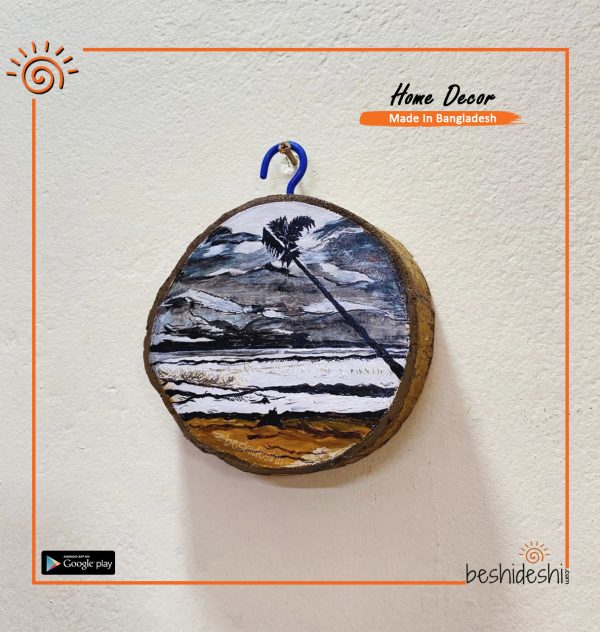 Hand Painted Wood Slab Wall Hanging