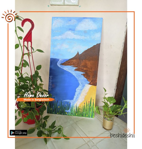 Sea with Hill View Hand Painted Canvas