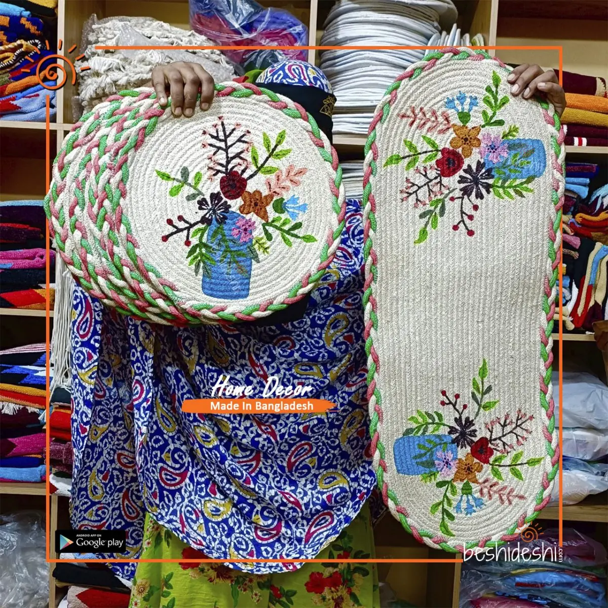 Hand Painted Jute Table Runner Set