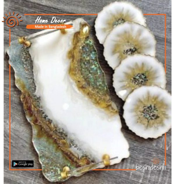 Handmade Resin Tray & Coaster Set