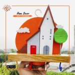 Cloudy House Key Ring Holder