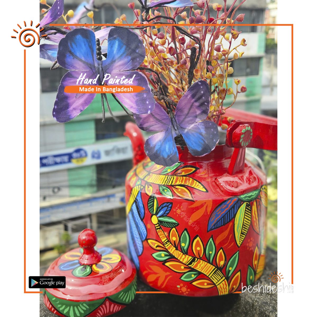 Trendy Hand Painted Kettle