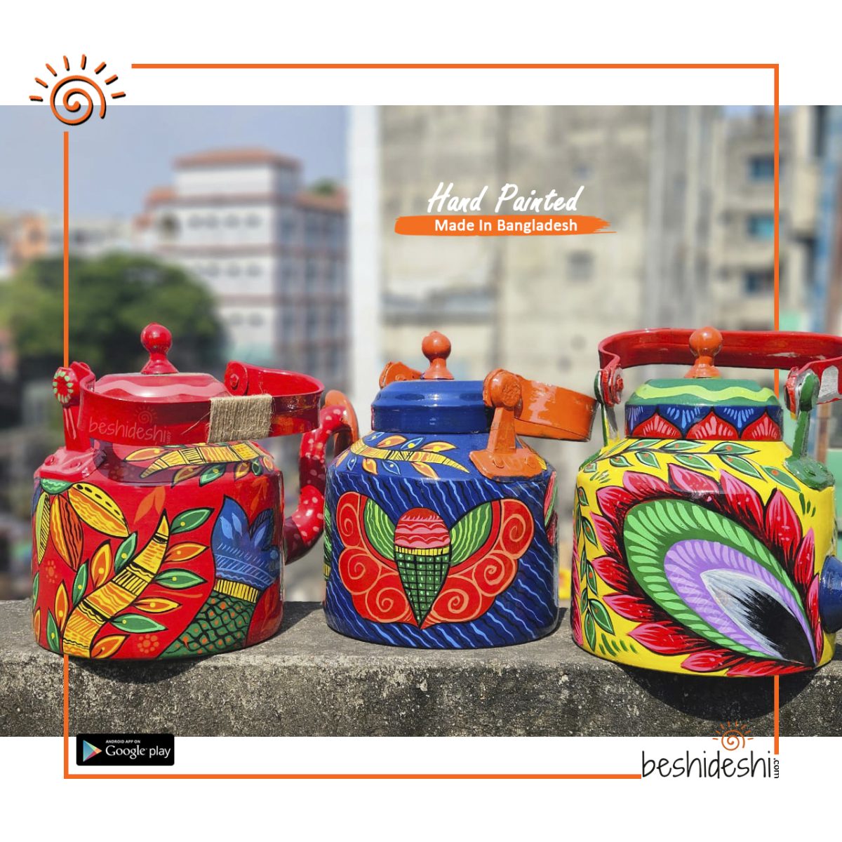 Trendy Hand Painted Kettle