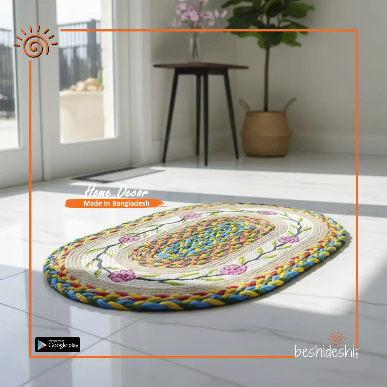 44 Hand Painted Jute Door Mat