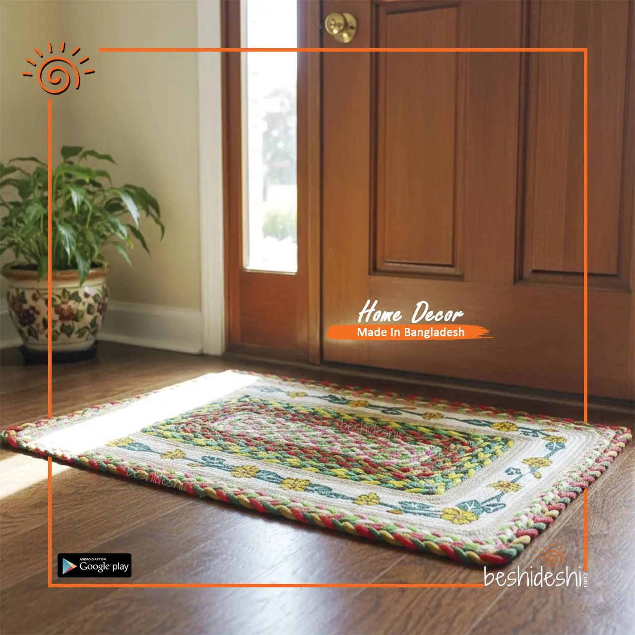 49 Hand Painted Jute Door Mat