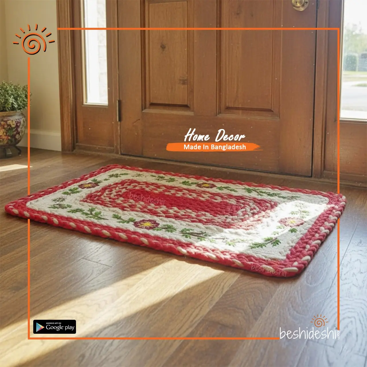 55 Hand Painted Jute Door Mat
