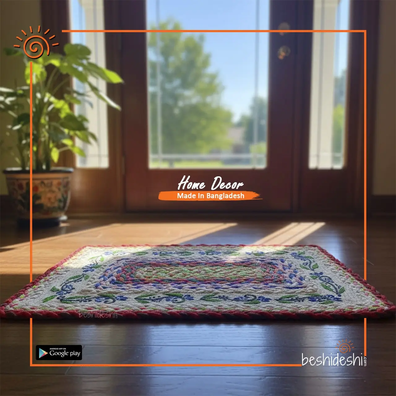 56 Hand Painted Jute Door Mat