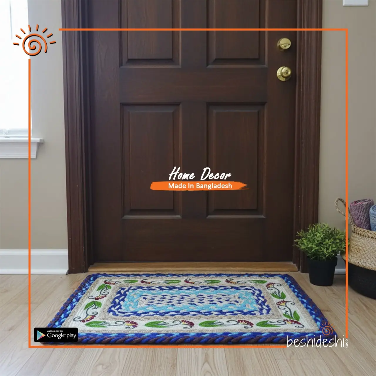 57 Hand Painted Jute Door Mat
